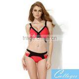 Colloyes 2016 New Sexy Triangle Top Black + Red With Classic Cut Bottom Bikini Swimwear thumbnail-1