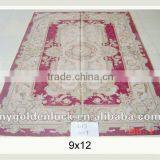 9x12 Aubusson Flat Woven Wool Rugs thumbnail-1