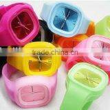 Quartz Rubber Wrist Sports Unisex Silicone Jelly Square Watch 12colors Choose