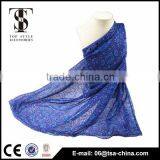 High Quality Printed Women Neck Scarf Blue Color Voile Polyester Scarve thumbnail-4
