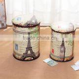 Vintage Iron Storage Stool Can