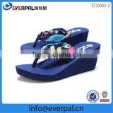 Ladies Printing Sexy Satin Strap Wedge Flip Flop Sandals thumbnail-2