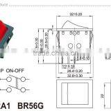 Electrical Double Pole Rocker Switch,6A 250V/10A 125V Red 6pin On-off Rocker Switch thumbnail-5