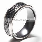 Stainless Steel Ring With Black Zirconium Inlaidmen's Black Titanium Ring thumbnail-2