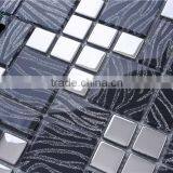 MB SMJ11 Decorative Mosaic Backsplash Silver Mix Black Glass Mosaic Office Wall Tile Designs