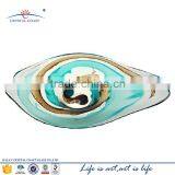 Decorative Hand Blown Art Glass Table Platter Plate Red Purple Wall Hanging Mount thumbnail-2