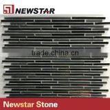 Newstar Black Random Strip Bamboo Tile Crystal Glass Bathroom Mosaic thumbnail-1