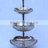 Flower Design Top 3 Tier Shiny Metal Cake Stand thumbnail-1