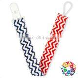 Green Narrow Chevron Ribbon White Plastic Pacifier Clips thumbnail-3