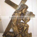 Bronze Jesus Christ Relief Statue With a Cross thumbnail-1
