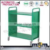 Cheap Durable Library Furniture Wood Book Carrier Moveable Three Tier Book Trolley thumbnail-3