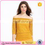 Domin Latest Fashion Lace Fabric off Shoulder Top