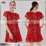Manufacturer Machine Made Crochet Lace Evening Party Red Dress thumbnail-1