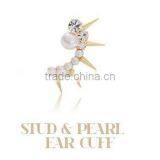 2015 Rivet Design Dick Style Earring Cuff, Upscale Alloy Crystal Earrings With Pearls thumbnail-3