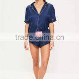 MGOO 2017 New Arrival Custom Satin Silk Pyjamas Logo Embroidered Back Long Sleeves Sleepwear Sets Ladies thumbnail-3