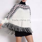 zigzag pattern fringed new deisgn women poncho sweater