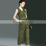 Zm50237b Europe Summer Women Clothes Slim Lady Jumpsuits Sleeveless Lace Loose Pants thumbnail-3