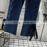 2-7 Years Wholesale 2017 Hot Selling Girls Denim Bow Pants Autumn Holes Fashion Girls Jean Flare Pants thumbnail-6