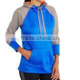 Fashion Women's Clothing 100% Polyester Raglan Tech Fleece Hoodie With Hood thumbnail-4