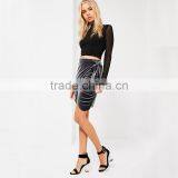 2017 New Fashion Ladies Soft Mini Sexy Grey Tie Side Wrap Velvet Skirt thumbnail-2