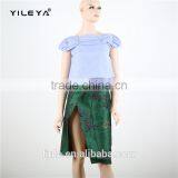 Short Sleeve Blue Women Fashion Cutting Blouse With Side Zipper thumbnail-1