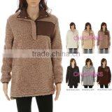 Wholesale Monogram Women Knitted Fleece Sherpa Pullover thumbnail-4