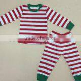 2016 wholesale christmas unisex pajamas red green striped clothing set kids fall winter outfits