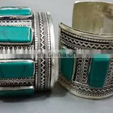 (KB-00004) Afghan bracelet / Afghan Tribal Emerald Cuff / Kuchi tribal jewellery
