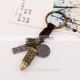 High Quality Braided Leather With Alloy Bullet Pendant Keychain for Men thumbnail-2