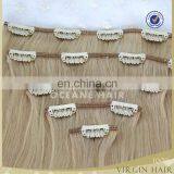 Natural cheap 100% human hair virgin 200 grams clip in hair extensions