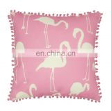 Wholesale print flamingo with pompom cushion pillow for outdoor