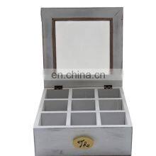 Wholesale white wooden tea set storage boxes with glass top