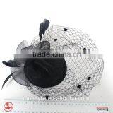 New Arrival Design Black Sinamay Base Fascinator Hat With Veil thumbnail-6