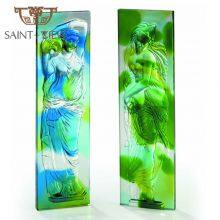 Custom Casting Art Crystal Glass Pate De Verre Nude Interior Decorative Wall Plaques Brick thumbnail-4