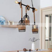 Iron Birdcage Hemp Rope Lamp Environmental Creative Decoration for Coffee Shop Bar Dinning Room Lamp Restaurant Lighting Decora thumbnail-3