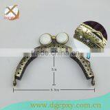 Embossed LOVE Metal Frame for Purse Bags With Two Beads