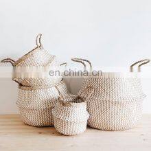 Hot Sale CHeap Zigzag Seagrass Belly Basket Best Seller Plant Holder Storage Basket Decor Home Wholesale thumbnail-1