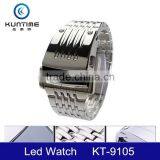 Men Luxury Stainless Steel Band Mens Blue LED Digital Sport Quartz Wrist Watch thumbnail-4