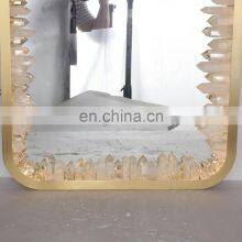 Modern Design Luxury Hotel Project Rectangle Natural Rock Crystal Stone Copper Mirror Wall Light thumbnail-4
