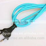 Navy Blue Textile Braided Lamp Power Cord Plug