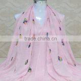 New Style Korea Lady Fashion Cotton 3D Colorful Leaf Embroidery Viscose Shawl thumbnail-6