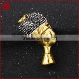 Egyptian queen head, antique gold color stainless steel pendant, metal charms in silver color with pave diamond