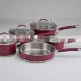 8pcs Stainless Steel Heat-resistance Ceramic Cookware Set Pot and Pan Colorful Silicone