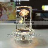 Laser engraved crystal rose with Led light base