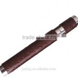 gorgeous stainless steel cigar holder wrapped with brown genuine leather Dia.25.4x210 mm