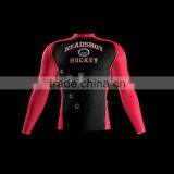 Polyester Spandex Long Sleeves Headshot Compression Shirt/Rash Guard With Club Logo Player Name and Numbers at Sleeves