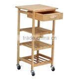High Quality Bamboo Kitchen Furniture Kitchen Trolley With Draw Multifunction Kitchen Cart thumbnail-2