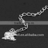 Brass End Chains, With Tibetan Style Pendants, Nickel Color, Brass Side Twist Chains: 3.4x1.4mm(FIND-JF00017)