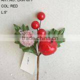 2014 New Artificial Christmas Red Flower Pick 5" Artificial Fruit Flower With Berries And Leaf thumbnail-1