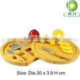 Bamboo Round Cheese Board With Knife Set